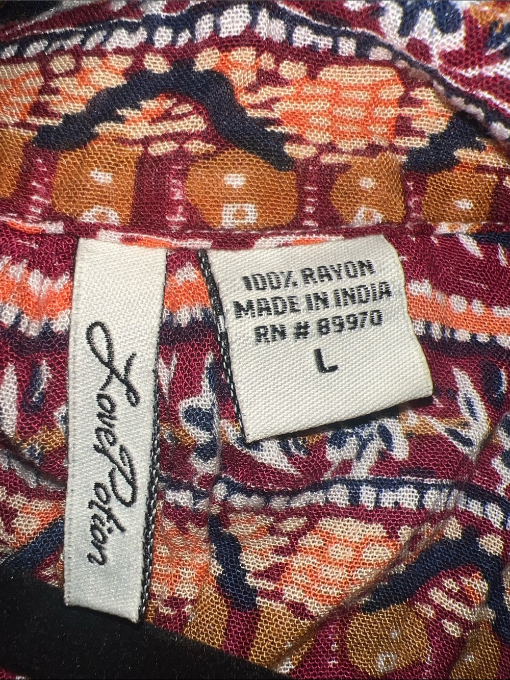 Bohemian Lace-Up Tunic Top — Navy, White & Rust - Picture 2 of 3